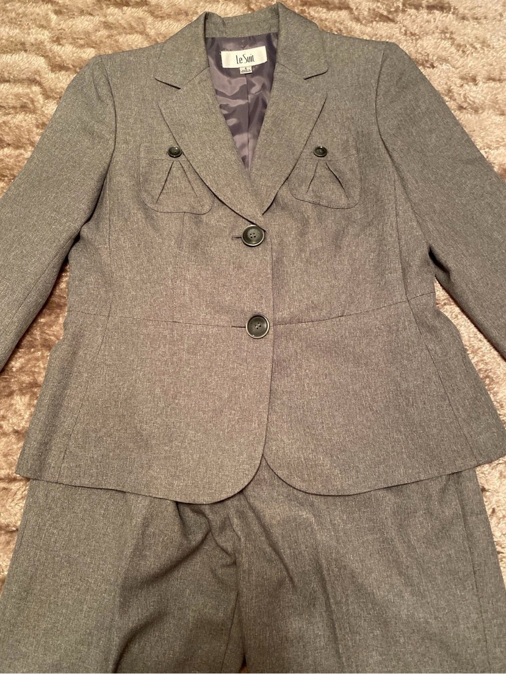 Le Suit Women's Gray Two-Button Tailored Blazer and Pants (2 pc)